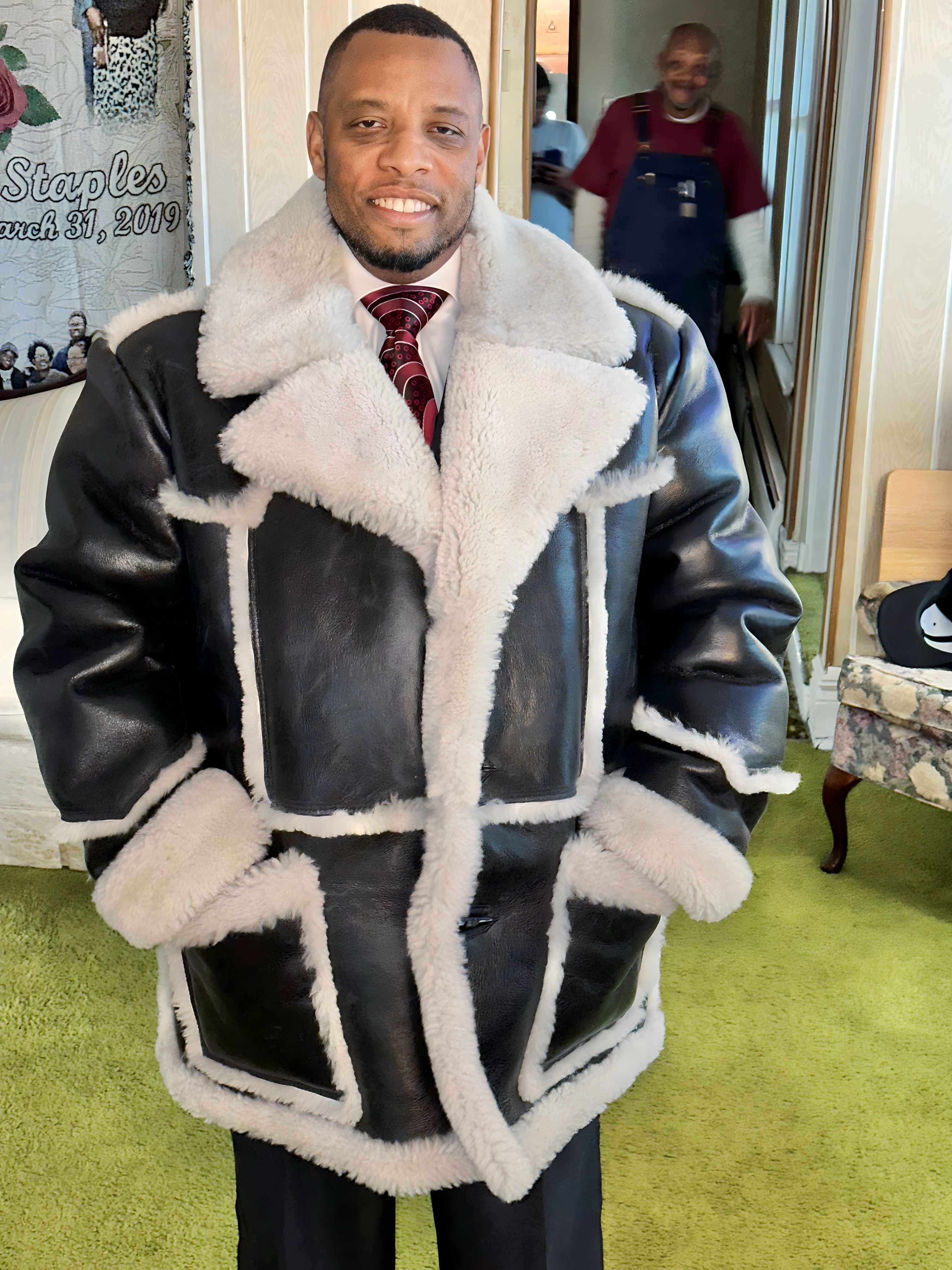 Men's Single Breast Shearling Coat