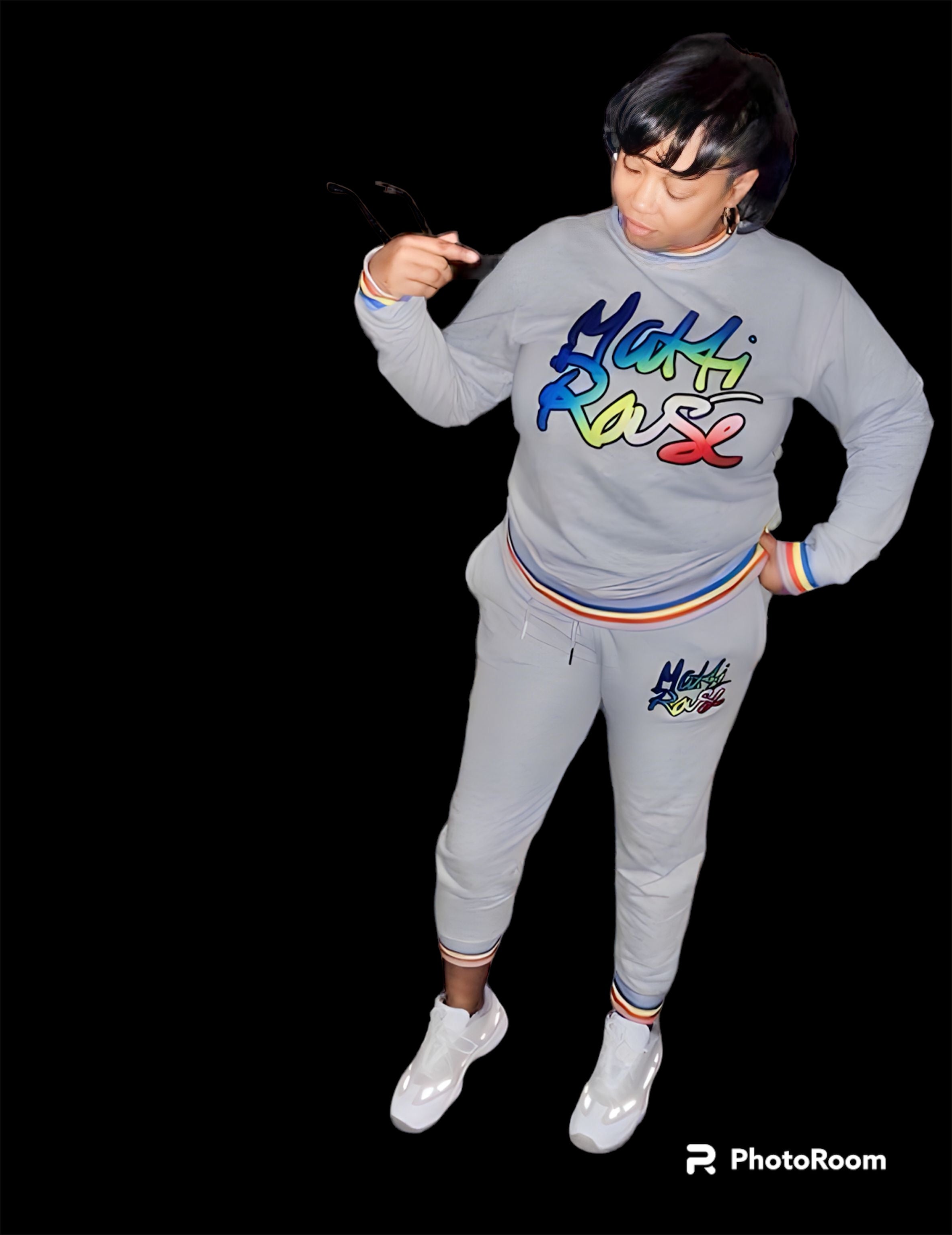 Matti Rouse Multi Color Crew Neck Sweatsuit